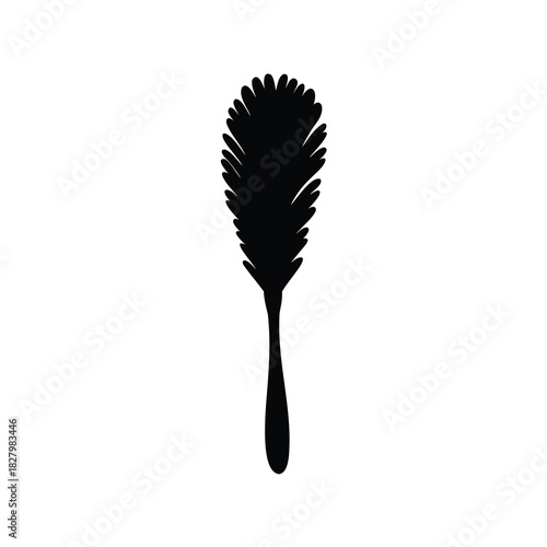 Black Silhouette of a Feather Duster on a White Background Design