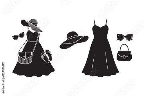 Elegant black dresses and accessories for a chic ensemble