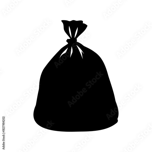Black silhouette of a tied bag, suggestive of trash or storage