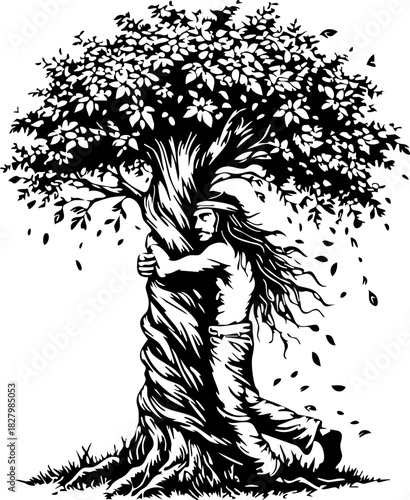 Hippy Tree Hugger svg, nature svg, tree svg