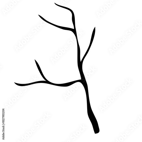 Minimalist Branch Silhouette: A solitary black silhouette of a slender tree branch, with delicate lines and a minimalist aesthetic.