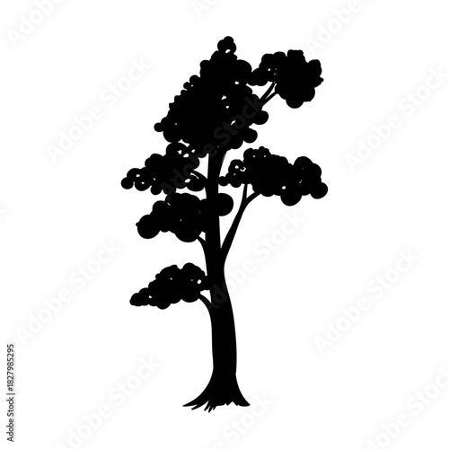 Tree silhouette in minimalist art: A solitary tree silhouette, offering a striking contrast against a clean, uncluttered background, captures the essence of nature in a simple yet captivating form.