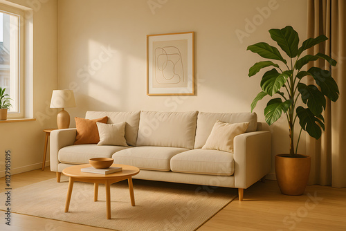 Scandinavian Interior Living Room with Cozy Minimalist Design