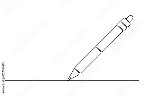 One continuous line art drawing of pen writing design. pen line art design vector illustration