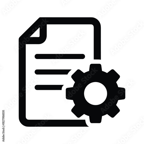 Configuration settings icon showing a document file and a mechanical gear symbol