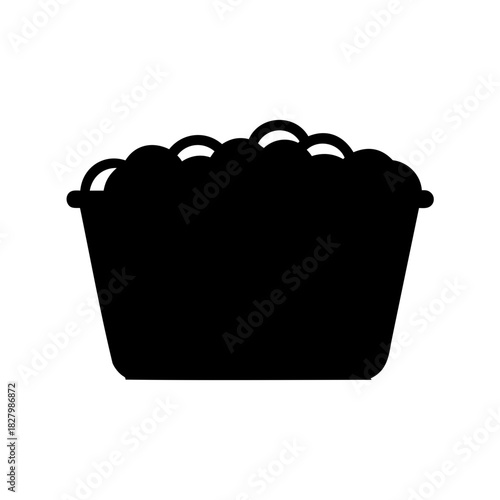Monochrome illustration of a container filled with fluffy or lumpy contents