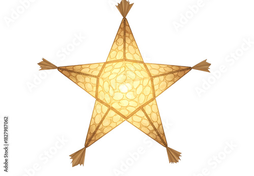 Illuminated golden star lantern against dark background