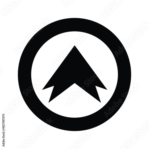 Black arrow pointing up inside a circle isolated on