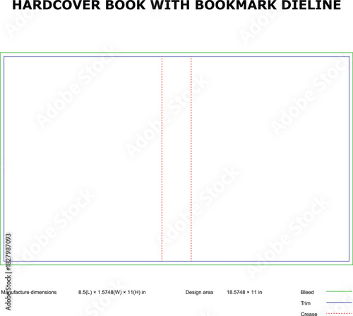 Hardcover Book with Double Bookmark Dieline Template
