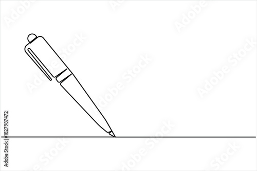 One continuous line art drawing of pen writing design. pen line art design vector illustration