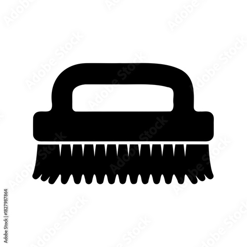 Black and White Silhouette of Scrub Brush for Cleaning Purposes Icon