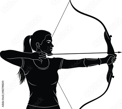 Woman archer aiming bow and arrow silhouette archery, archery, bow and arrow, woman, female, silhouette, sport, aiming, target, competition, athlete, focus, precision, strength, skill, action, outdoor