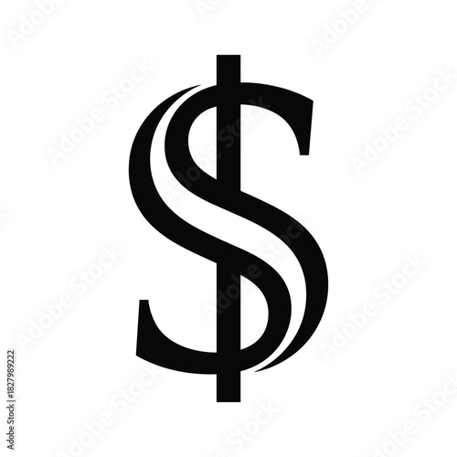 Black dollar sign symbol isolated on
