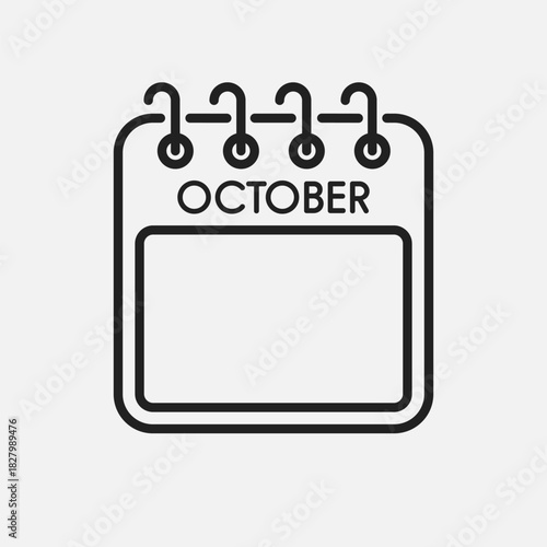 Icon calendar October month, empty space, reminder