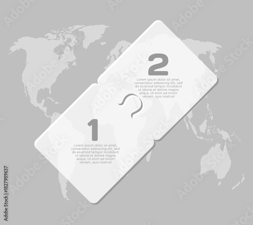 Two steps line infographic, puzzle diagram