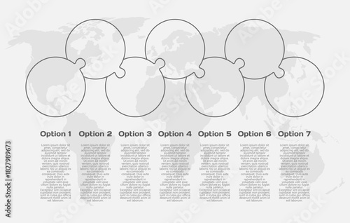 Seven steps line infographic, puzzle diagram