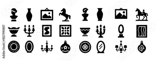 Silhouette collection of decorative home items and artworks