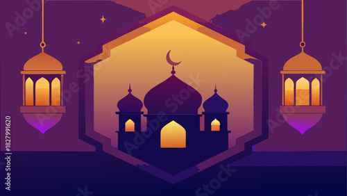 Silhouette of mosque at sunset reflected on water