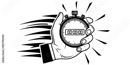 Hand Stopwatch Timer Speed Icon Vector