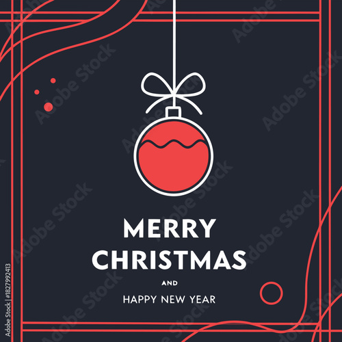 Minimalist christmas greeting design with festive colors