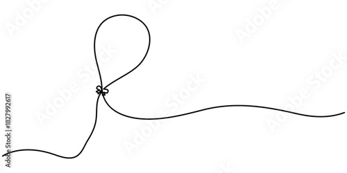 Balloon continuous one line drawing with simple minimalist outline on white background. 