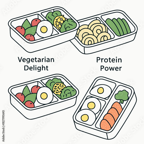 Healthy Bento Boxes Vegetarian Delight and Protein Power Meal Prep.