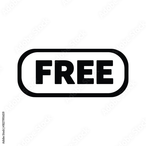 Black and white oval sign with the word free in bold capital letters, isolated on a