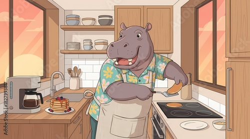 Hippo's Pancake Morning A Sunny Start to the Day