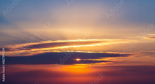 Dramatic Sunset Sky with Clouds and Vibrant Colors