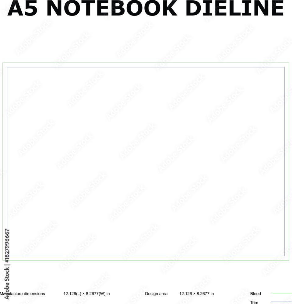 Obraz premium A5 Notebook Cover Dieline Template