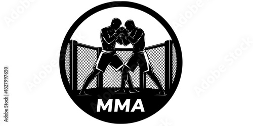 MMA Wrestling Fighters Clinch Circle Logo
