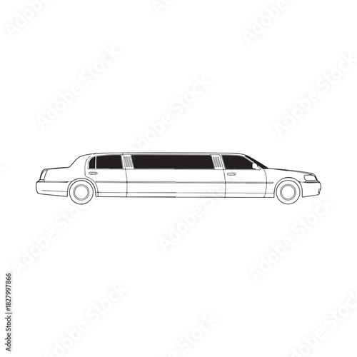 limousine outline vector flat illustration