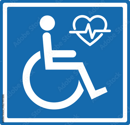 Accessible healthcare symbol for disabled persons support and care