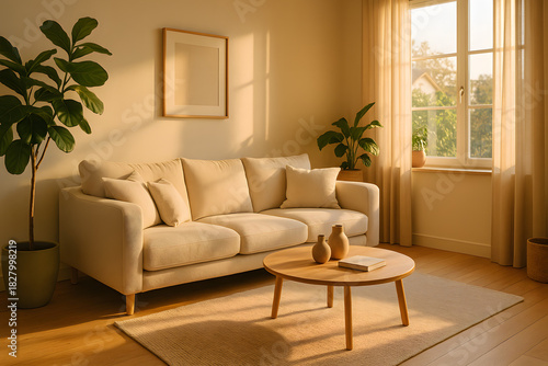 Scandinavian Interior Living Room with Cozy Minimalist Design