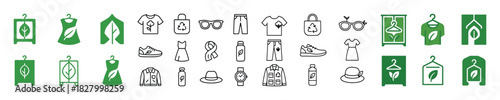 Eco-friendly fashion icons: sustainability and recycling symbols