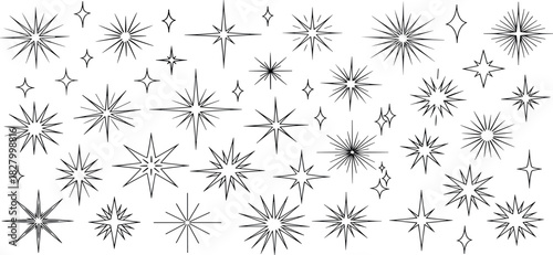 Collection of Various Sparkling Starbursts A Diverse Set of Elegant Star Shapes for Designs