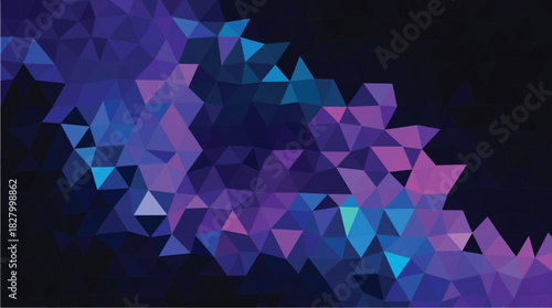 Futuristic Dark Low-Poly Background with Glowing Purple and Cyan Fragments