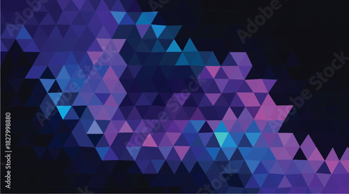 Futuristic Dark Low-Poly Background with Glowing Purple and Cyan Fragments