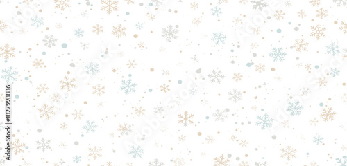 Abstract winter background with subtle falling snowflakes in soft blue and gold tones, creating a festive and elegant seasonal pattern for diverse holiday designs and winter-themed invitations