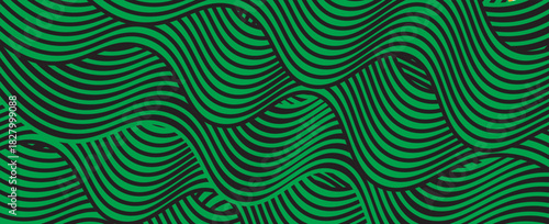 farm green banner, organic abstract background with fields. wavy green lines, natural organic products. ecology background. striped farmer green Pattern. vector