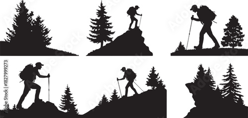 Collection of six distinct silhouette illustrations