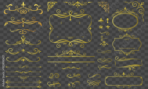 Elegant golden ornate frames, borders, dividers, and flourishes.