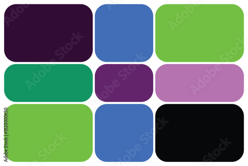 Abstract grid of colorful rounded rectangles, offering a vibrant modern background. dynamic geometric shapes in diverse hues for digital art and creative design.