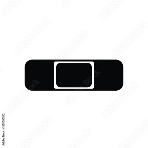 Black adhesive bandage with white border on white background