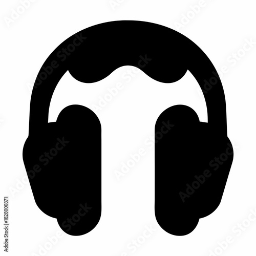 Minimalist black headphones vector graphic for music listening and audio production
