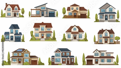 Collection of various residential houses showcasing diverse architectural styles and designs.