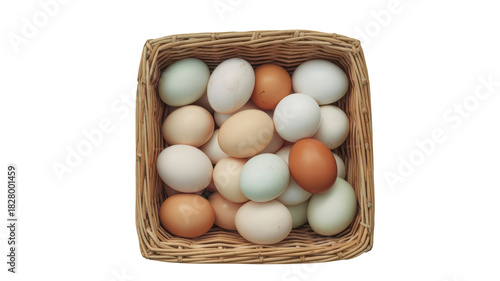 Wallpaper Mural Fresh Eggs in Woven Basket for Baking and Cooking in Natural Organic Farm to Table Style with Rustic Background in Studio Setting Torontodigital.ca