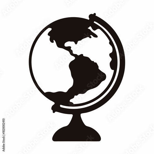 Silhouette of a globe showing North and South America continents on display