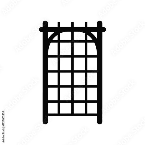 Black arched garden trellis silhouette white