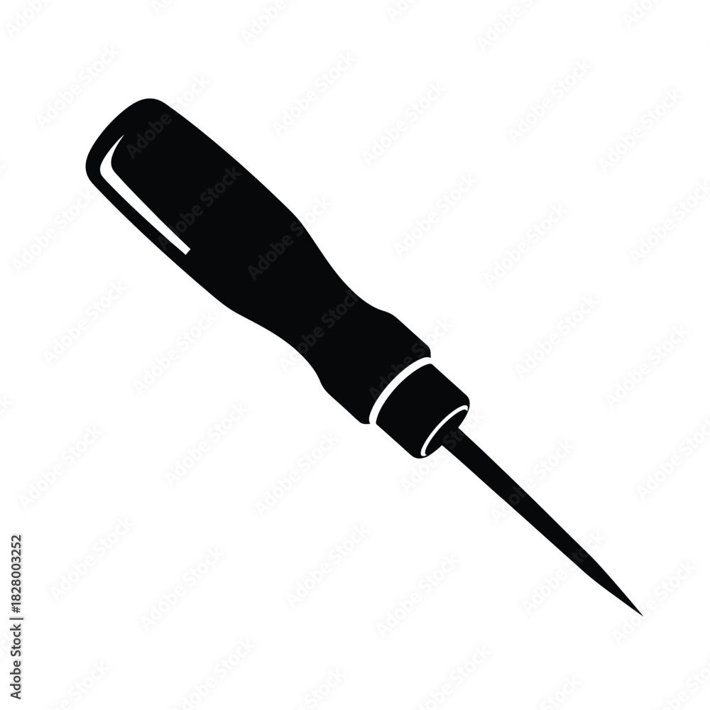 Fototapeta premium Black awl tool icon on white background vector